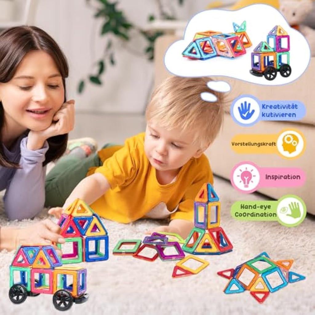 Jolof Store 122PCS Magnetic Tiles – STEM Building Blocks for Kids
