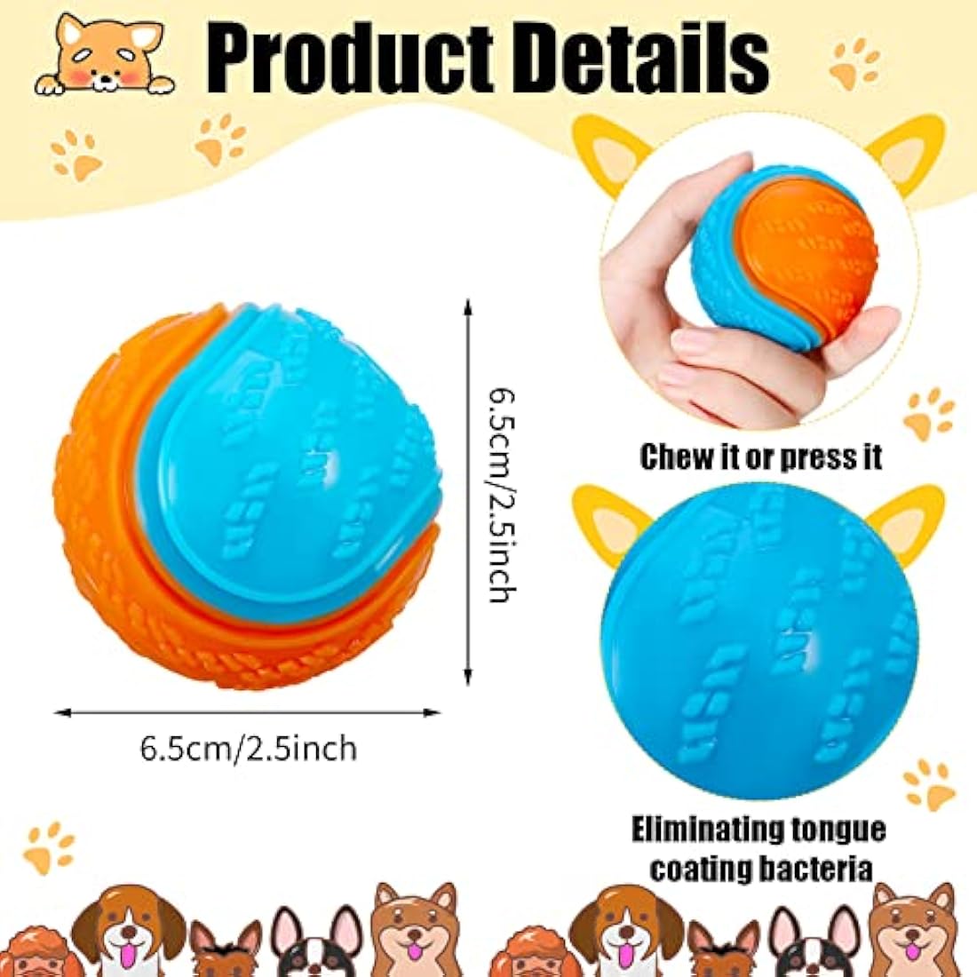 Jolof Store Squeaky Dog Ball 4-Pack – Durable Interactive Pet Toy