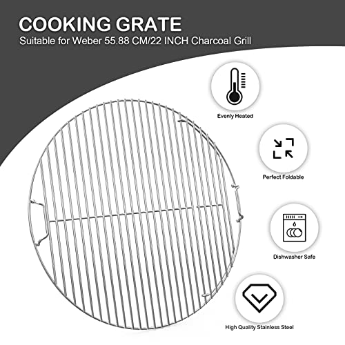 Onlyfire 21.5" Stainless Steel Cooking Grate for Weber 22" Charcoal Grill