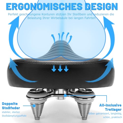 CDYWD Wide Bicycle Saddle | Comfortable Ergonomic Shock Absorbing Seat