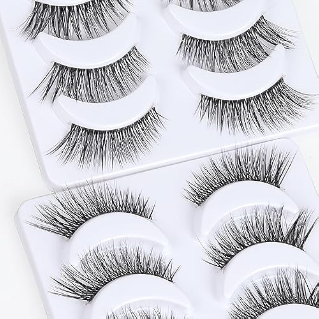 DYAFIN 3D Natural False Eyelashes | 16mm Wispy Clear Band Lashes - 8 Pairs