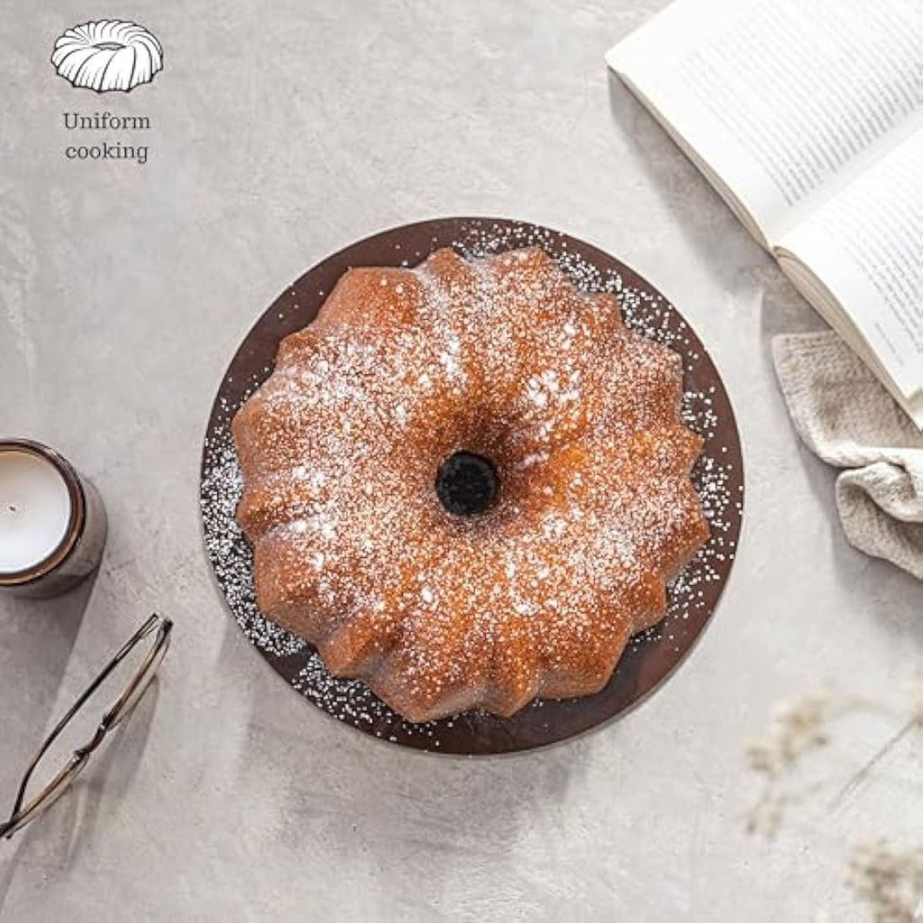 Erreke Fluted Cake Tin – 24cm Non-Stick Cast Aluminium Mould, Rose Gold