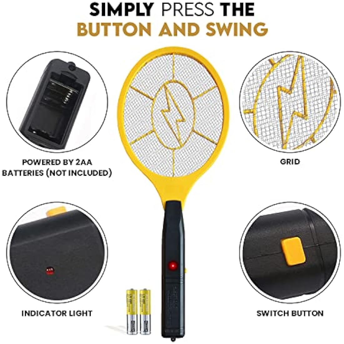 Electric Fly Swatter – Battery Operated Bug Zapper Racket