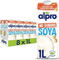 Alpro Soya Milk Unsweetened - Plant-Based Dairy Free Drink 1L (8 Pack)