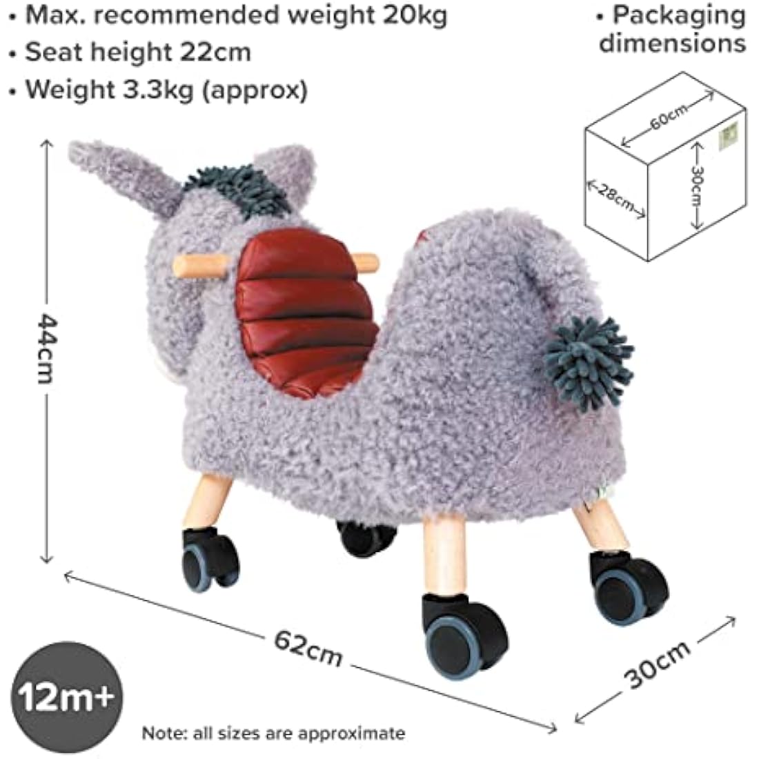 Little Bird Told Me Bojangles Donkey Ride On Toy - Toddler Wooden Toy
