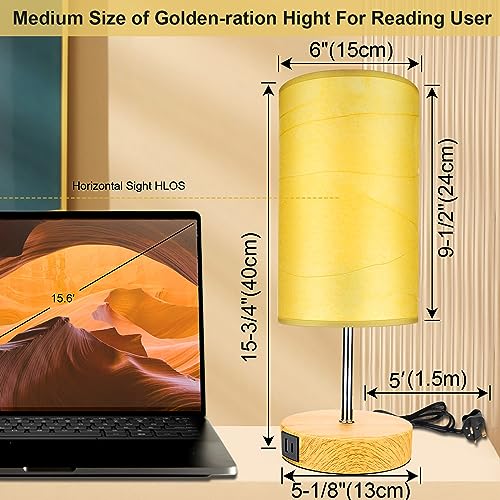 Wondlumi Bedside Lamps Set of 2 | 3-Way Touch Dimmable USB A+C Table Lamps