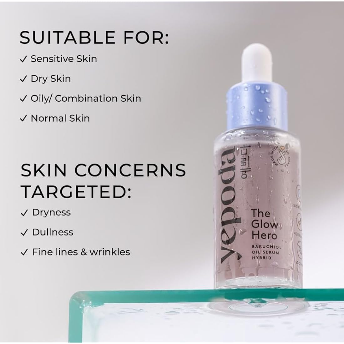 Yepoda The Glow Hero – Bakuchiol Oil Serum Hybrid for Glass Skin, 30ml