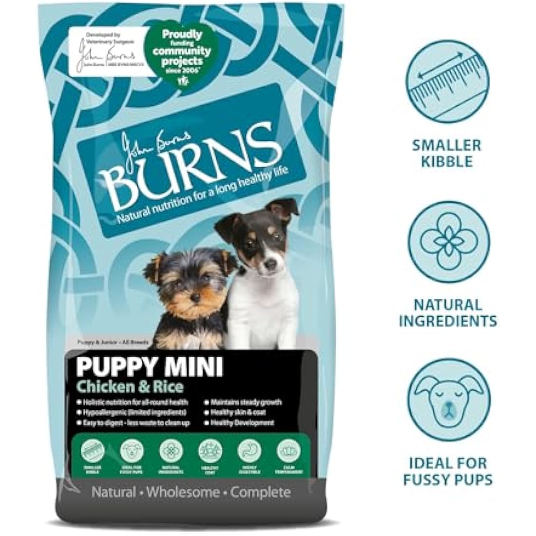 Burns Pet Nutrition Puppy Mini Chicken & Rice Dry Dog Food – 6kg
