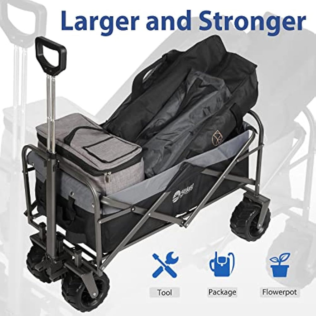 Sekey Heavy-Duty Folding Wagon | All-Terrain Beach Cart, 440lb Capacity