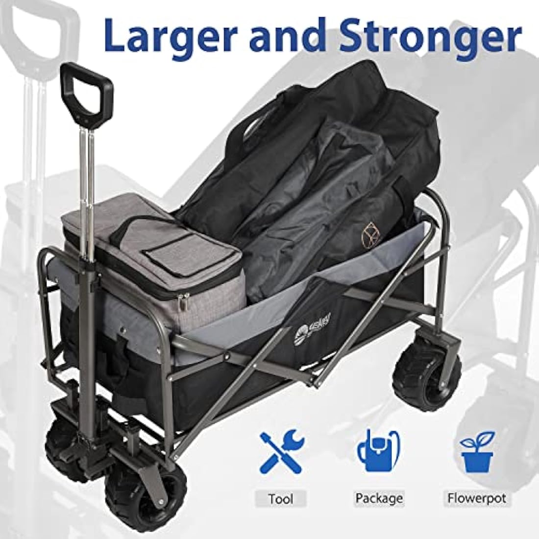 Sekey Heavy-Duty Folding Wagon | All-Terrain Beach Cart, 440lb Capacity