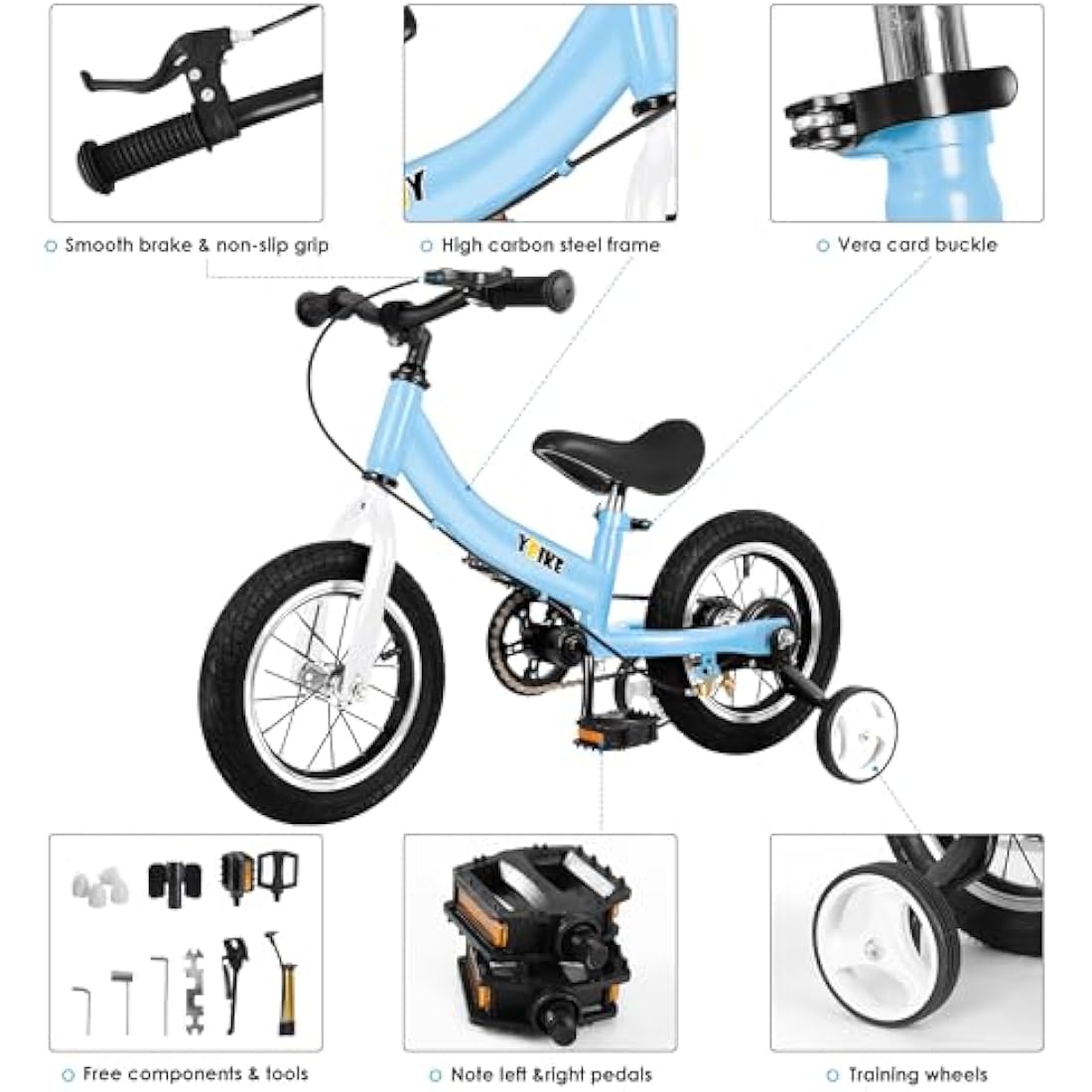 Jolof Store 2-in-1 Kids Balance Bike with Pedals and Training Brake
