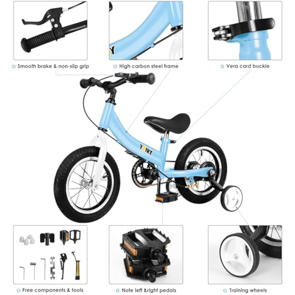 2-in-1 Kids Balance Bike with Pedals and Training Brake