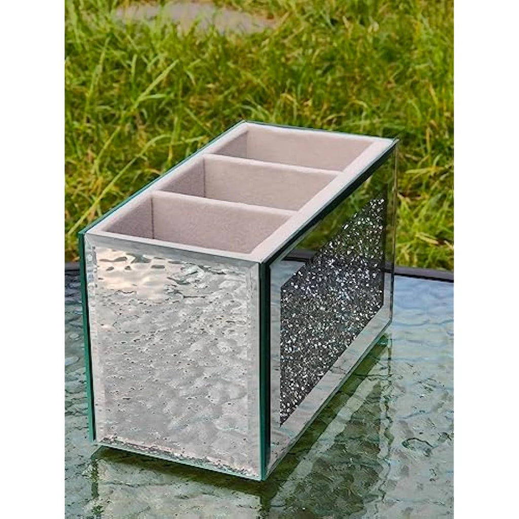 EagleWiz Crushed Diamond Makeup Organiser | 3 Compartment Brush Holder