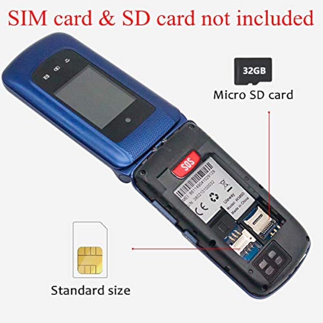 Uleway Unlocked Flip Phone for Elderly – Big Button Senior Mobile (Blue)