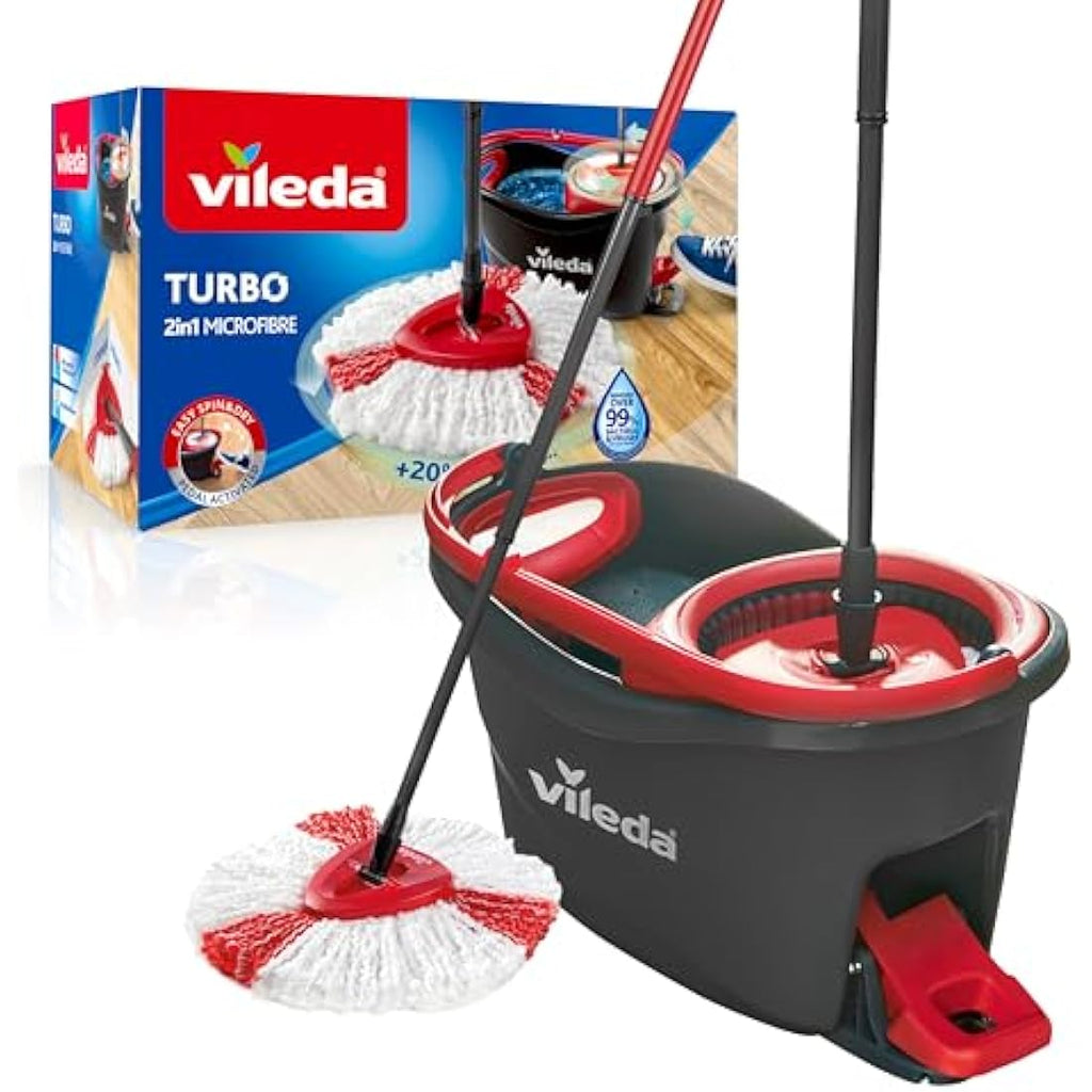 Vileda Turbo Microfibre Spin Mop and Bucket Set | Telescopic Handle