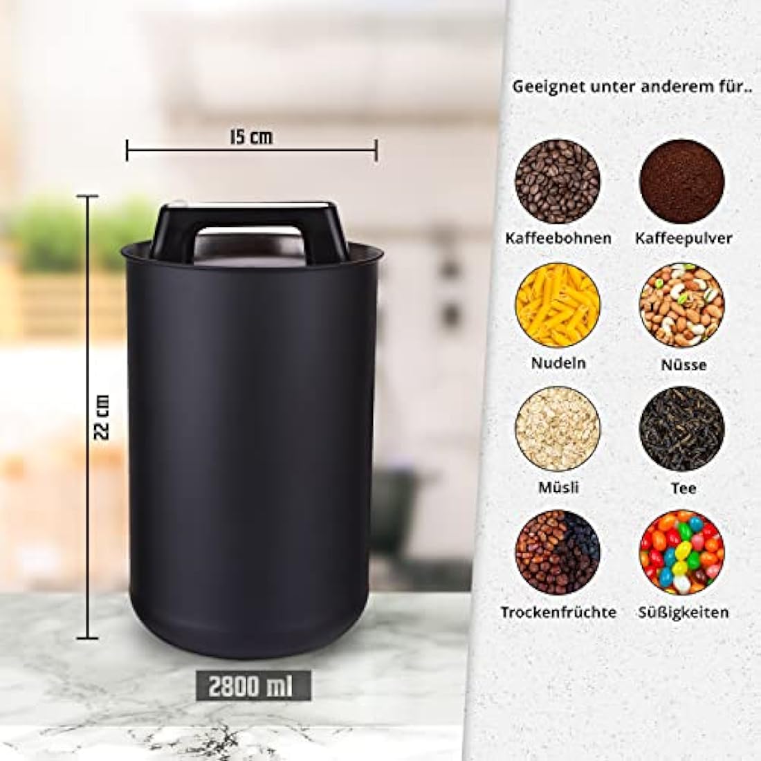 KC Kitchen & Co. Airtight Coffee Can – 1kg Stainless Steel Vacuum Tin
