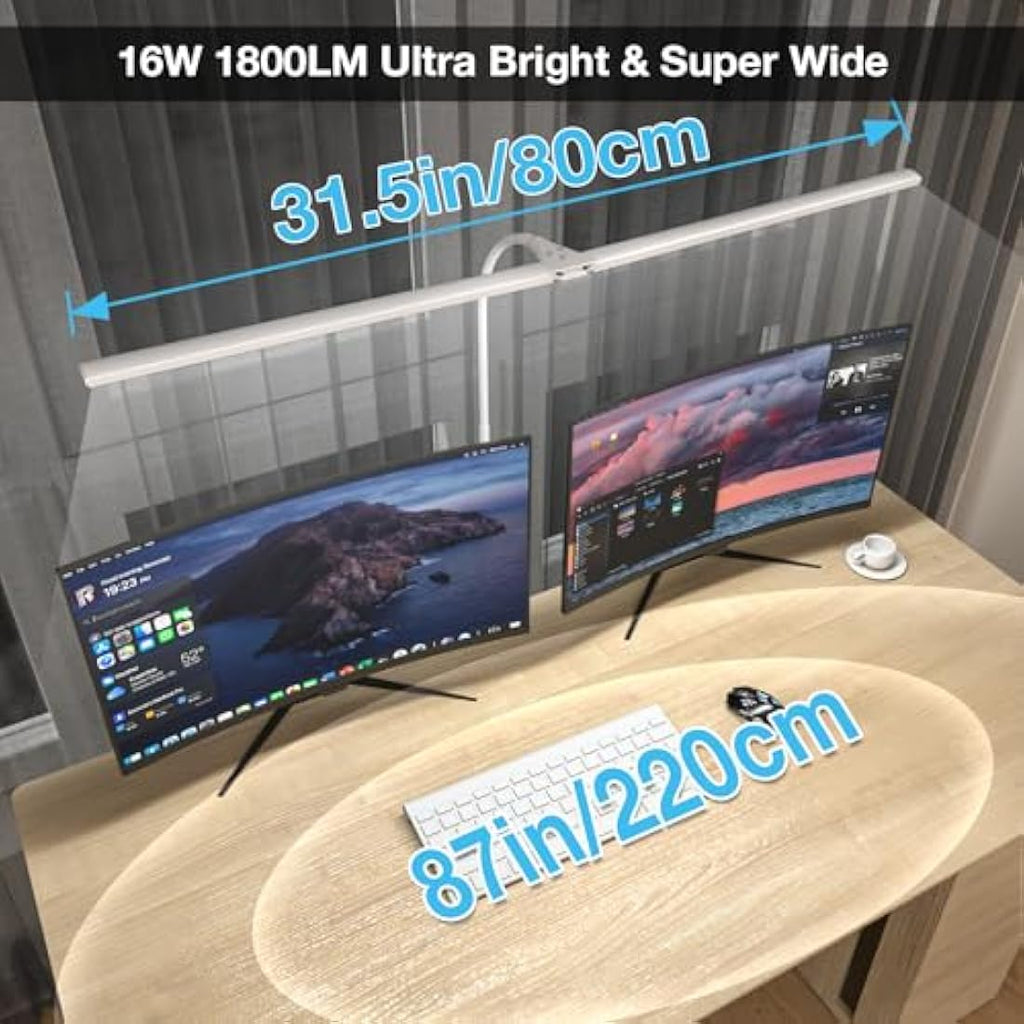 LED Desk Lamp – 80cm Double-Head Clamp Light with Gooseneck