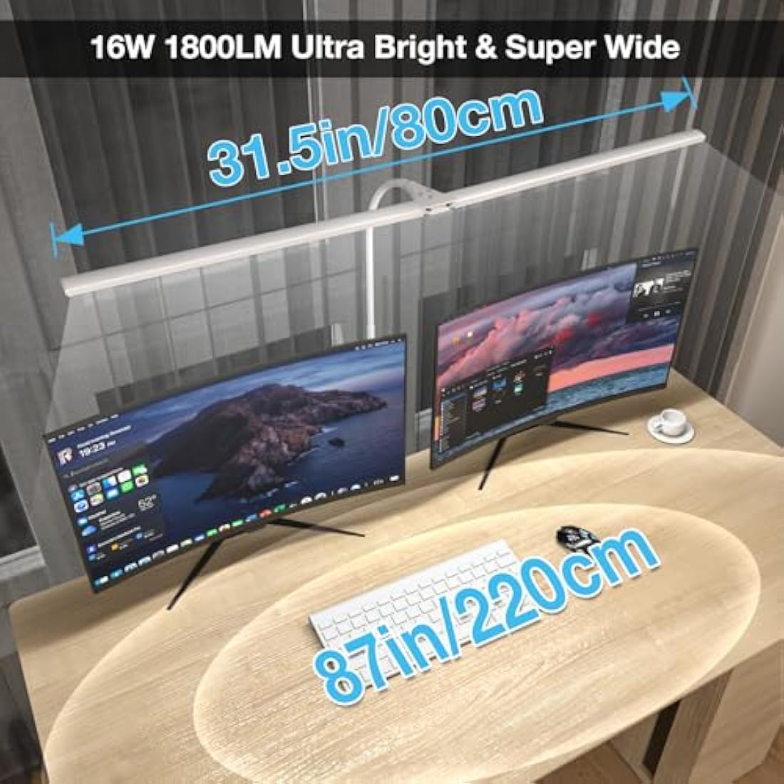 LED Desk Lamp – 80cm Double-Head Clamp Light with Gooseneck