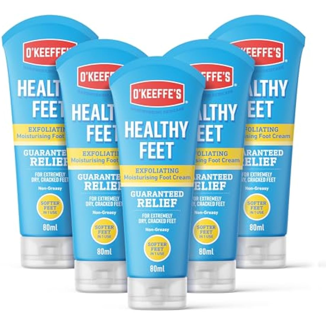 O'Keeffe's Healthy Feet Exfoliating Foot Cream for Dry Skin – 5 Pack