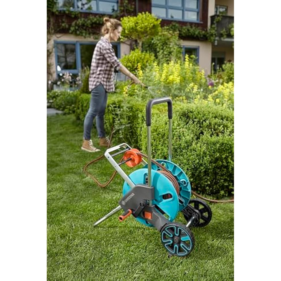 Gardena CleverRoll M Easy Hose Cart Set | 20m Hose & Stable Metal Frame