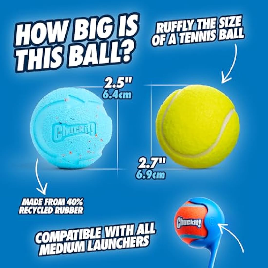 Chuckit! Rebounce Ball 2-Pack – Durable Rubber Fetch Dog Toy, Medium