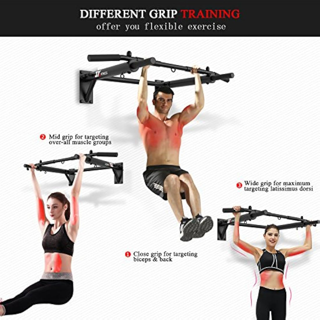 JX FITNESS Wall Mounted Pull Up Bar – Heavy Duty Steel Home Gym Bar