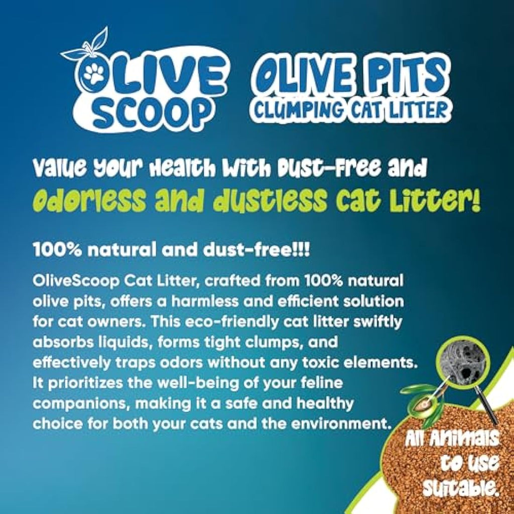 Olive Scoop Natural Olive Pit Clumping Cat Litter – Unscented, 24L