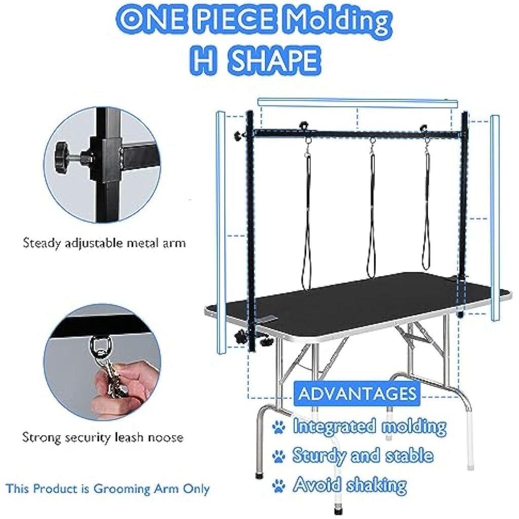 LEIBOU H-Shape Dog Grooming Arm | Heavy Duty Aluminum with 3 Nooses