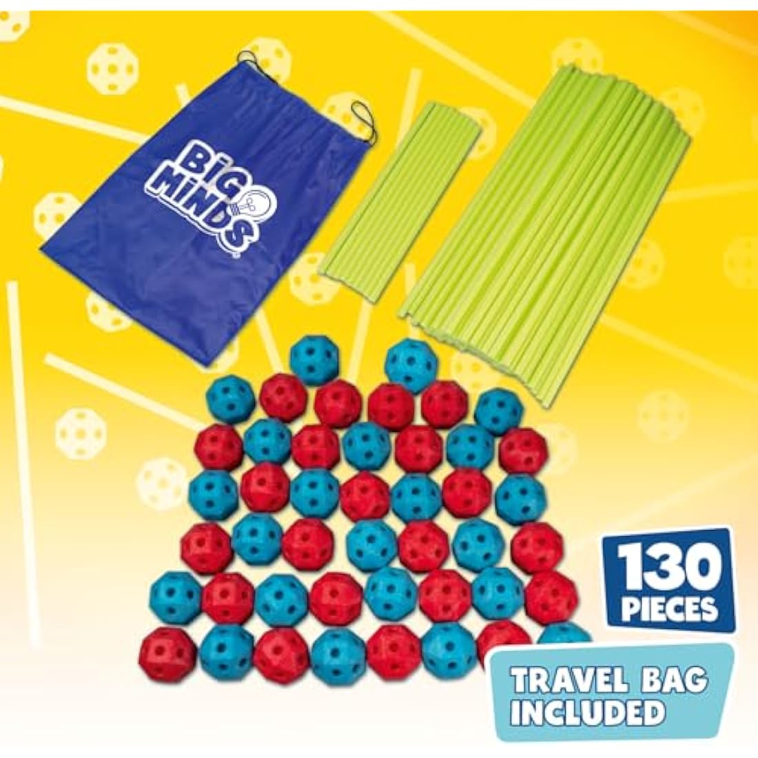 Big Minds Glow in the Dark Fort Building Kit - 130 Piece STEM Den Toy