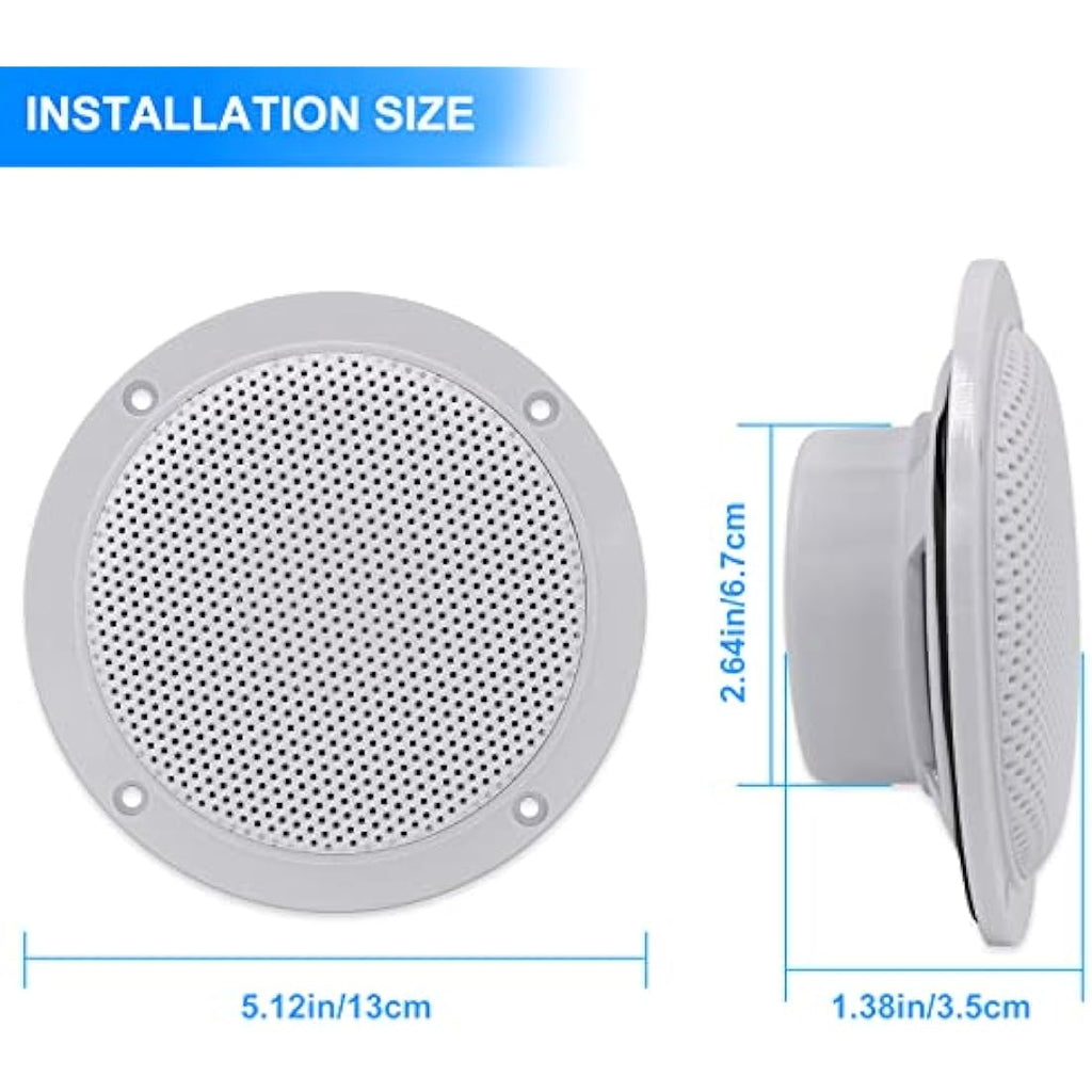 Herdio 4 Inch Waterproof Bluetooth Ceiling Speakers - 160W Marine Grade