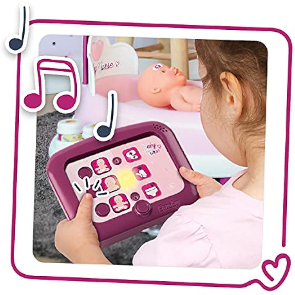Smoby Baby Nurse Electronic Doll Nursery Set with 32cm Doll - Pink