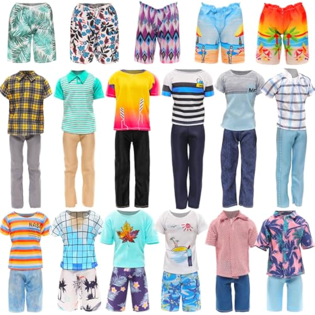 Miunana 11-Piece Boy Doll Clothes and Accessories for 12-Inch Dolls
