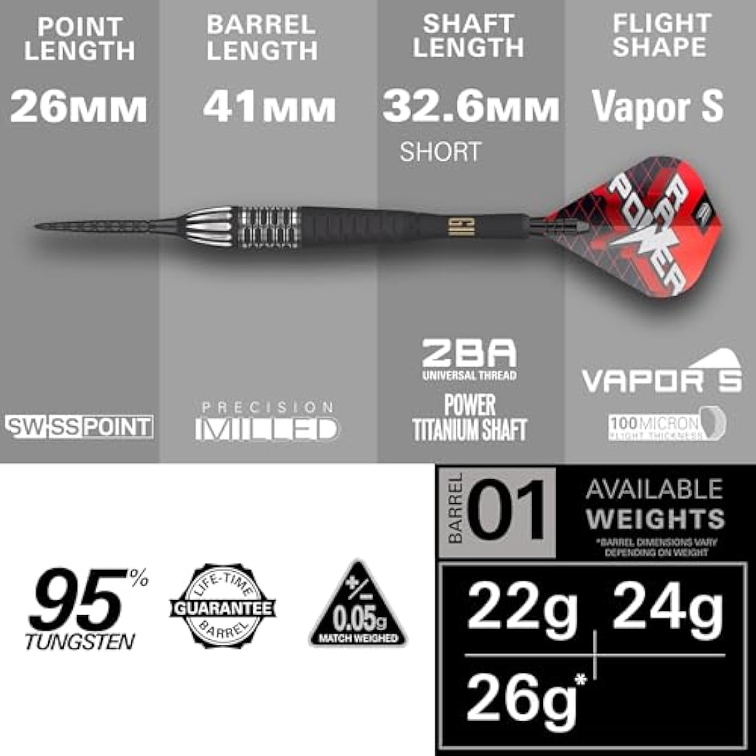 Target Phil Taylor Gen 11 Power 9-Five 95% Tungsten Steel Tip Darts
