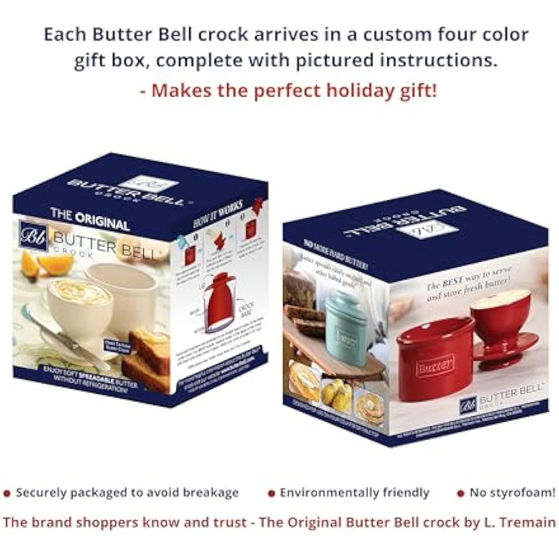 Butter Bell Ceramic Butter Crock - Farmhouse Honey Bee Blue & White