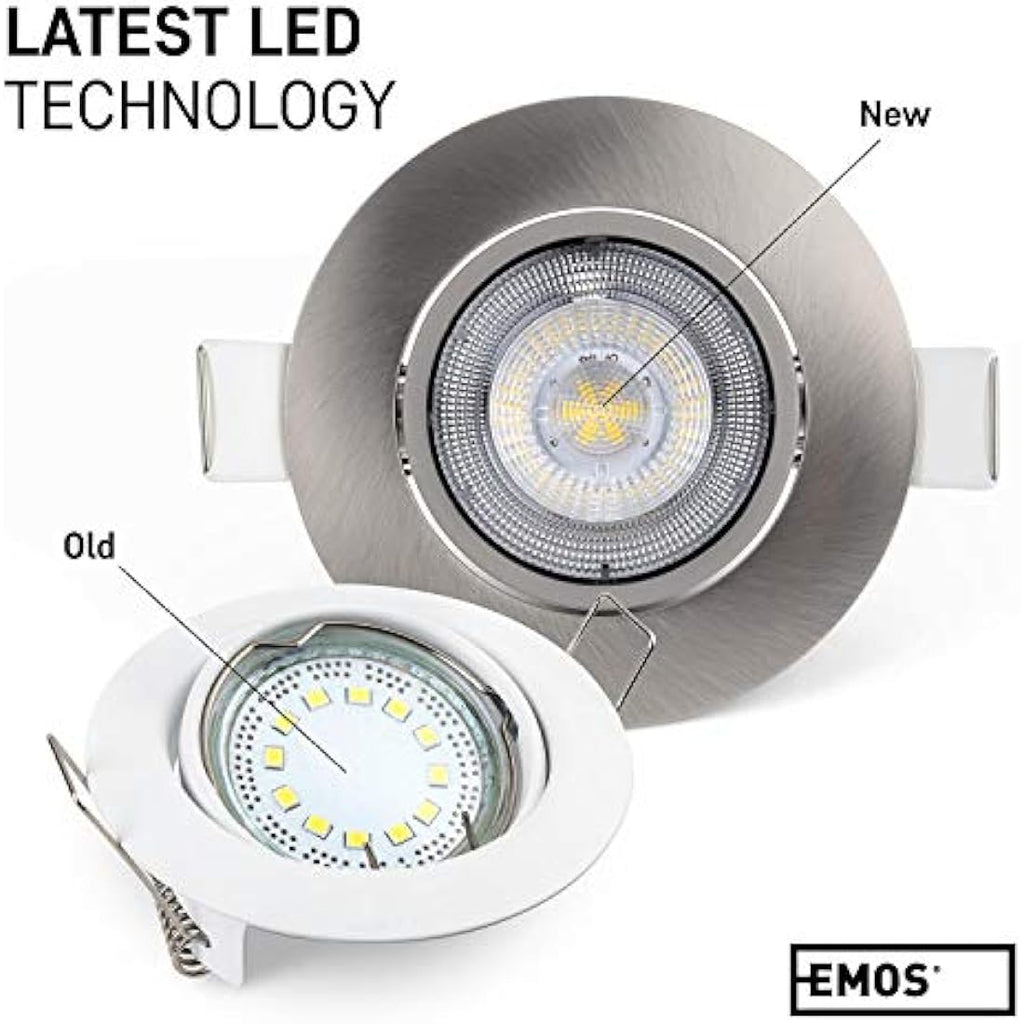 EMOS LED Recessed Ceiling Spotlights | 5W Cold White 6500K | Pack of 12