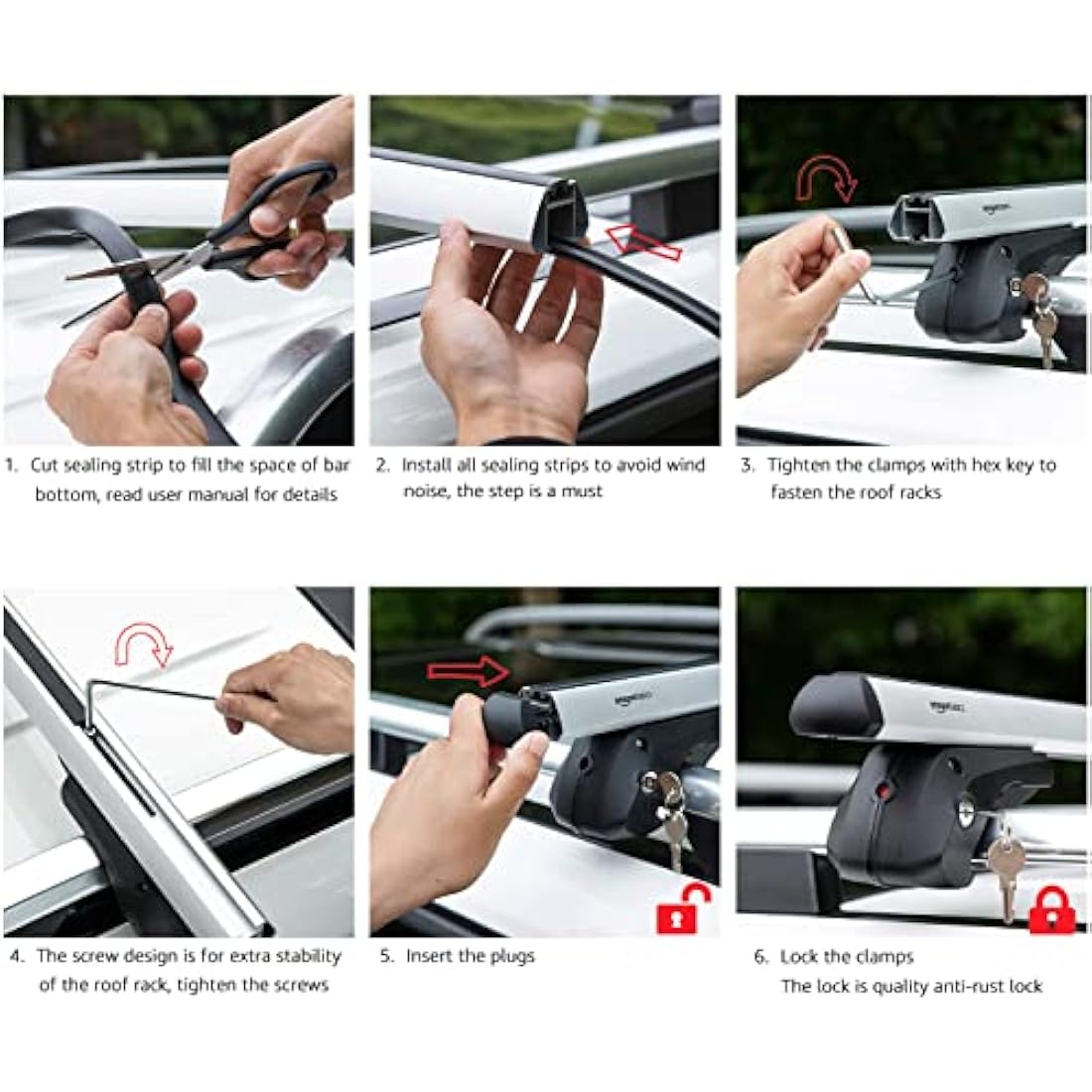 Aluminum Roof Rack Cross Bars – 142cm Anti-Theft Pack of 2