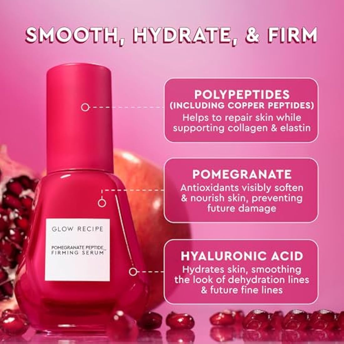 Glow Recipe Pomegranate Copper Peptide Serum - Firming & Hydrating 30ml