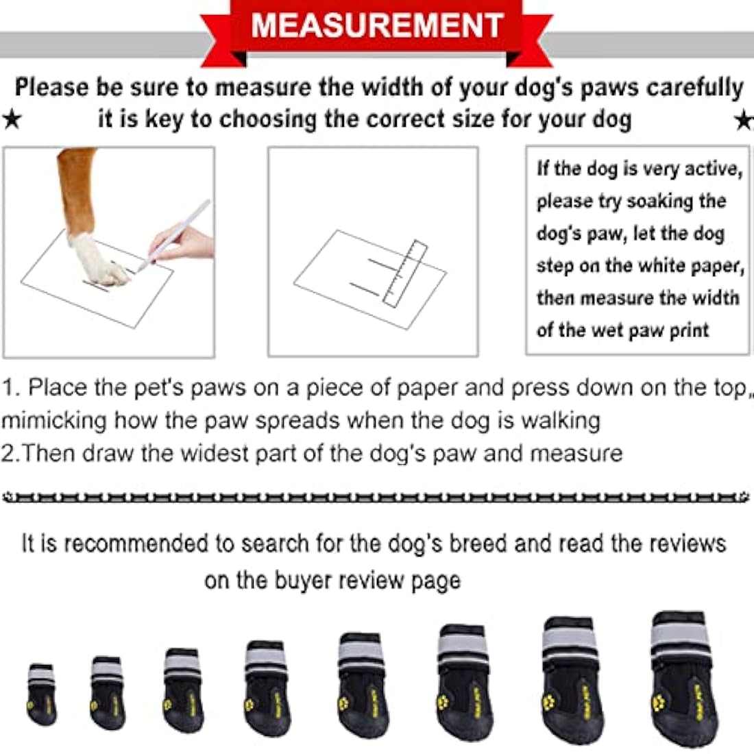 QUMY Waterproof Dog Boots – Anti-Slip Paw Protectors for Large Dogs