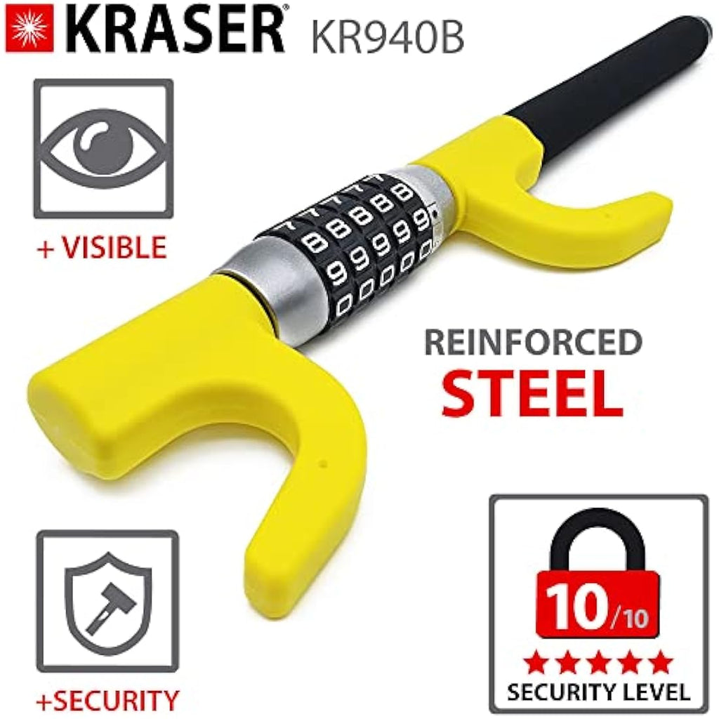 KRASER KR940B Steering Wheel Lock – 5-Digit Combination Steel Anti-Theft