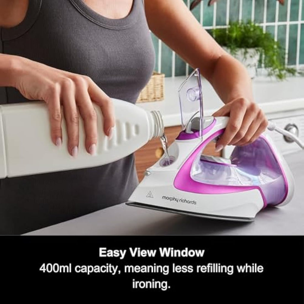 Morphy Richards TurboGlide Steam Iron – 2800W Ceramic Soleplate, Purple
