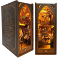 CRIOLPO Library Book Nook Kit – DIY 3D Wooden Puzzle with Sensor LED Light