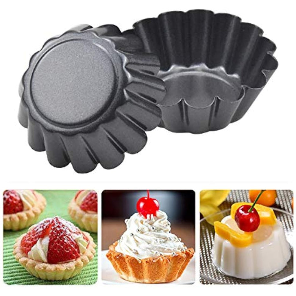 HQdeal 12-Pack Non-Stick Egg Tart Molds | Carbon Steel Mini Baking Tins