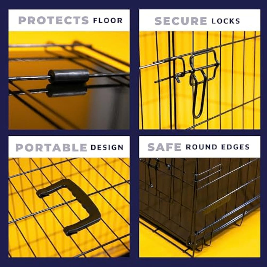 30-Inch Medium Foldable Dog Crate | 2-Door Metal Kennel