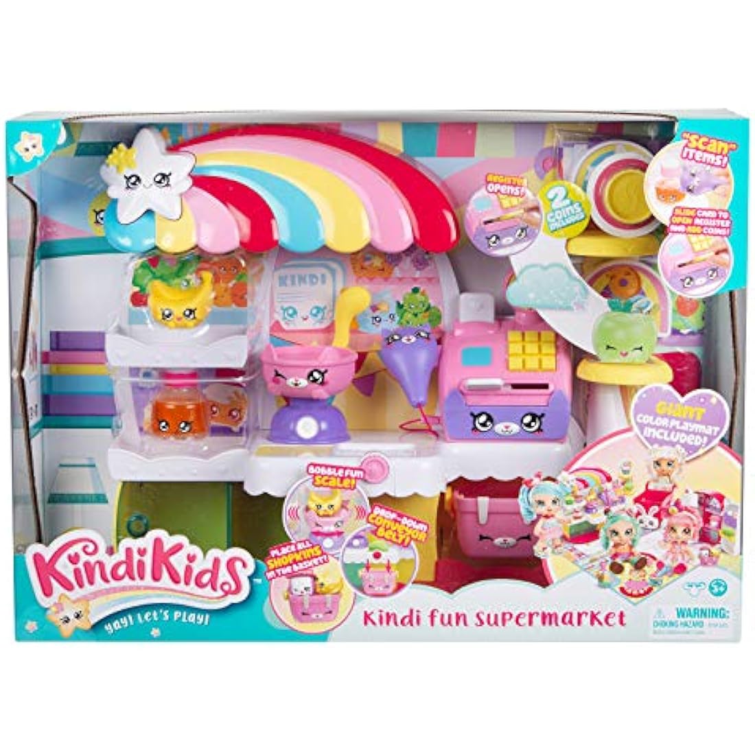Kindi Kids Kitty Petkin Supermarket Playset with 2 Shopkins - Multi-Colour