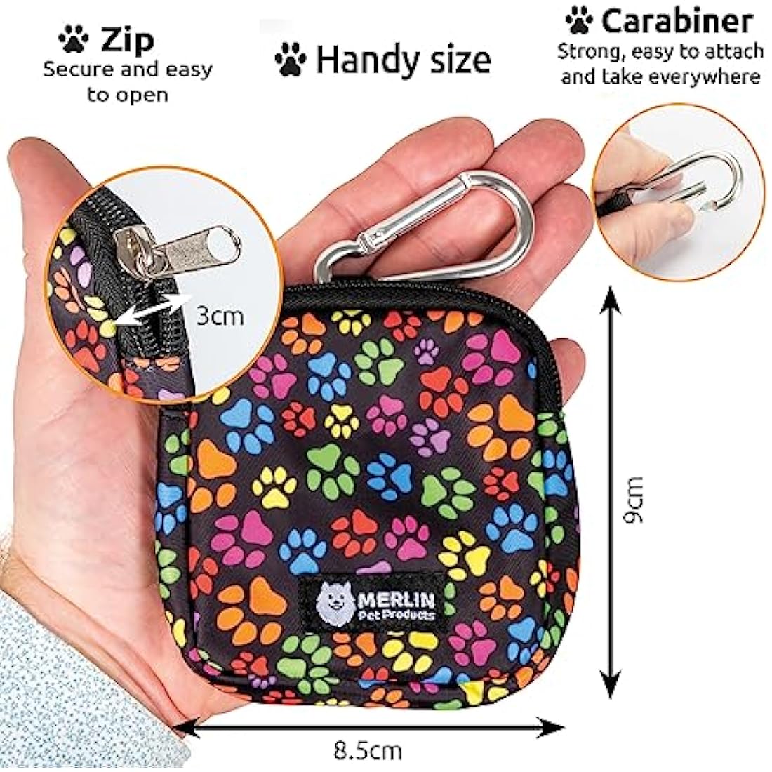 Dog Treat Training Pouch – Small Travel Walking Bag (Pawprint)