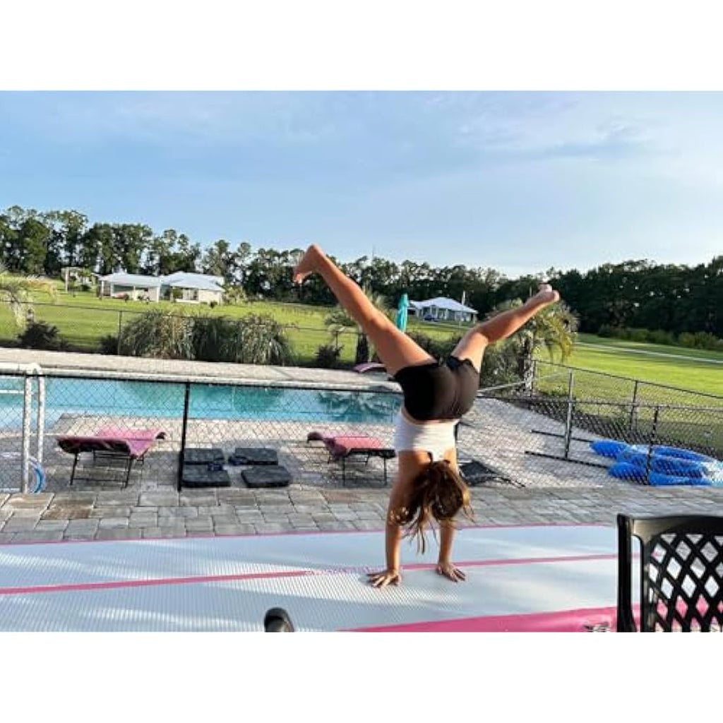 VOFiTNY Inflatable Gymnastics Mat – 10ft Air Tumbling Track for Home, Pink