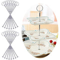 Rayinblue 16 Sets 3 Tier Cake Plate Stand Handle Fittings - Silver Metal