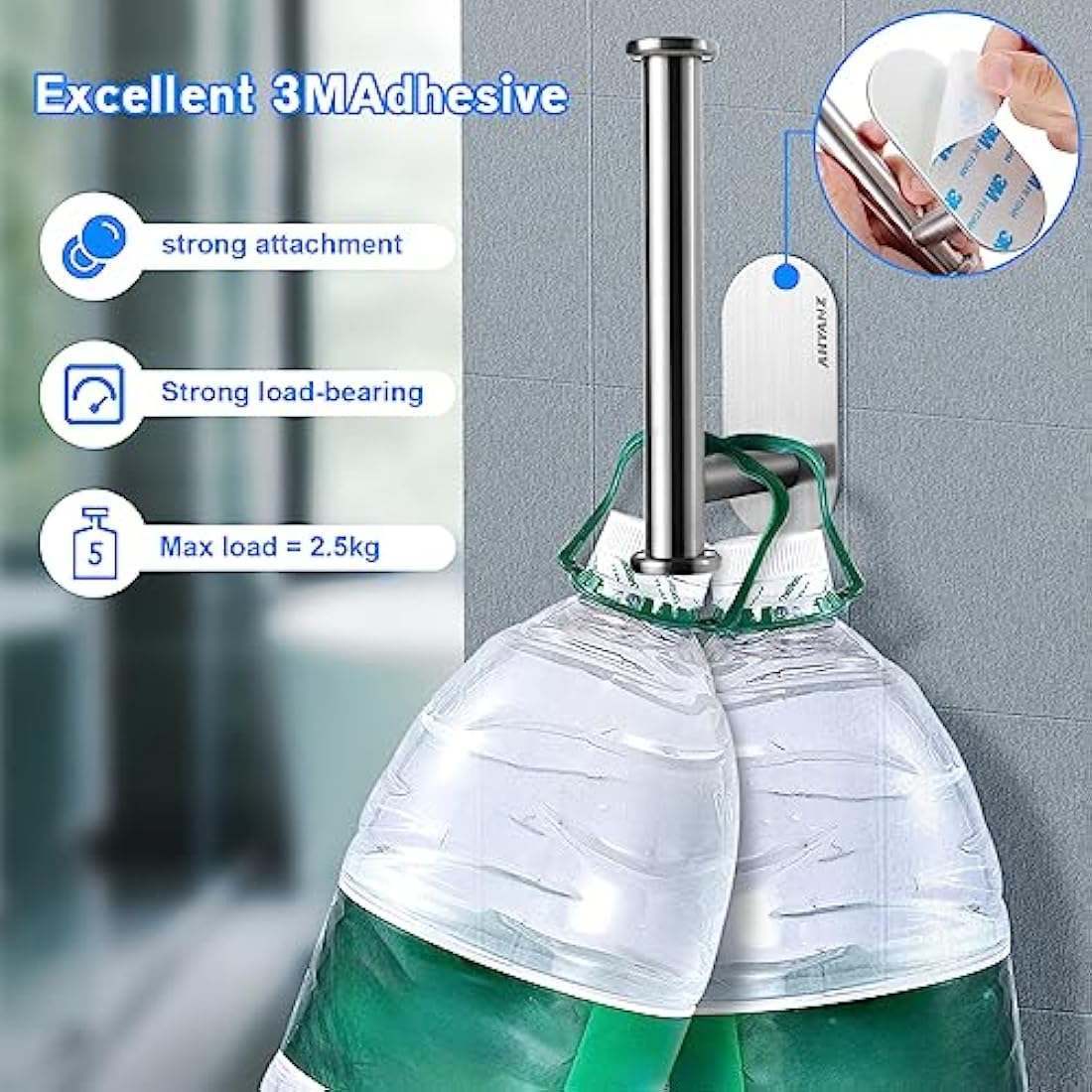 Ahyanz Adhesive Toilet Paper Holder | SUS 304 Stainless Steel - No Drill