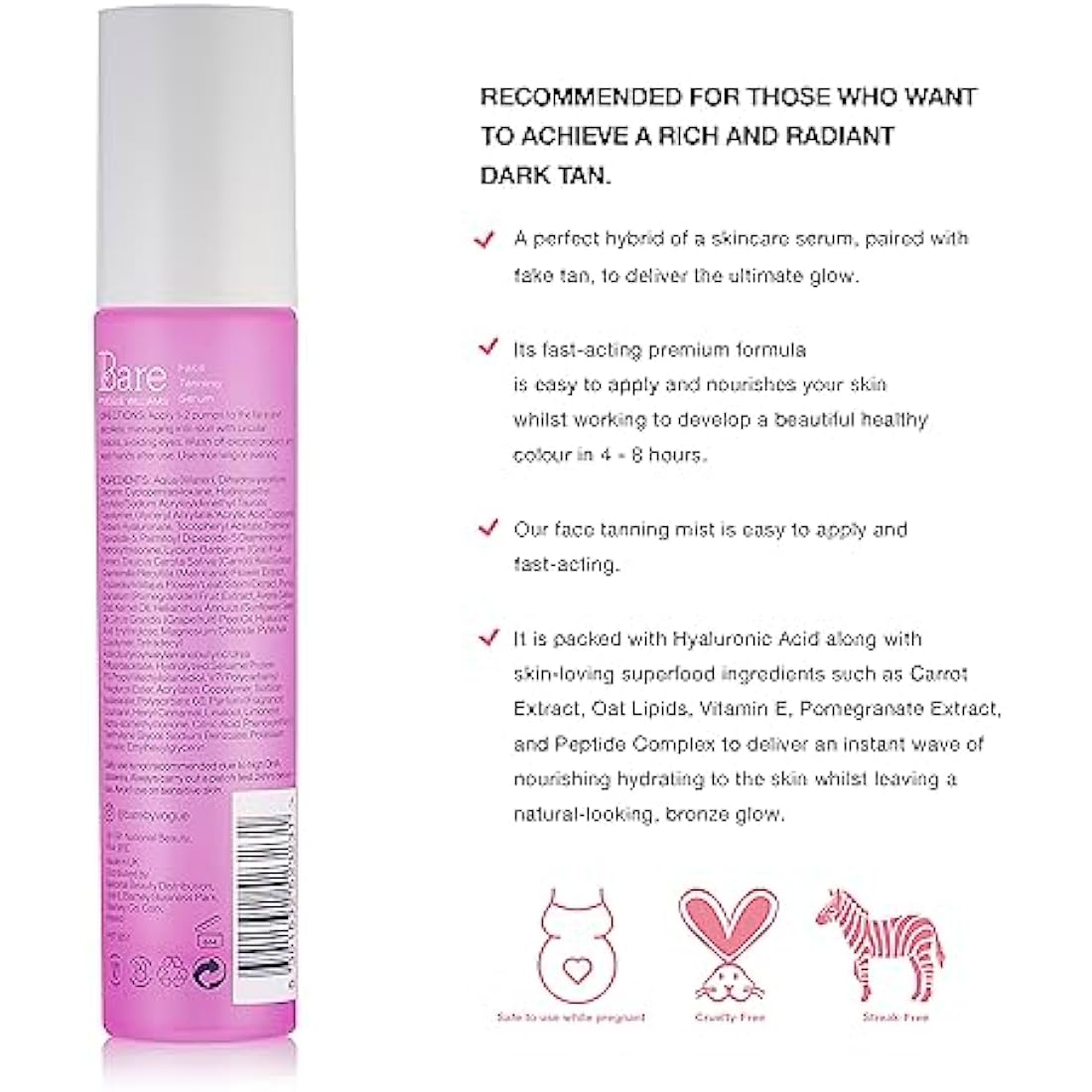 Bare by Vogue Dark Face Tanning Serum – Hydrating Self Tan (30ml)