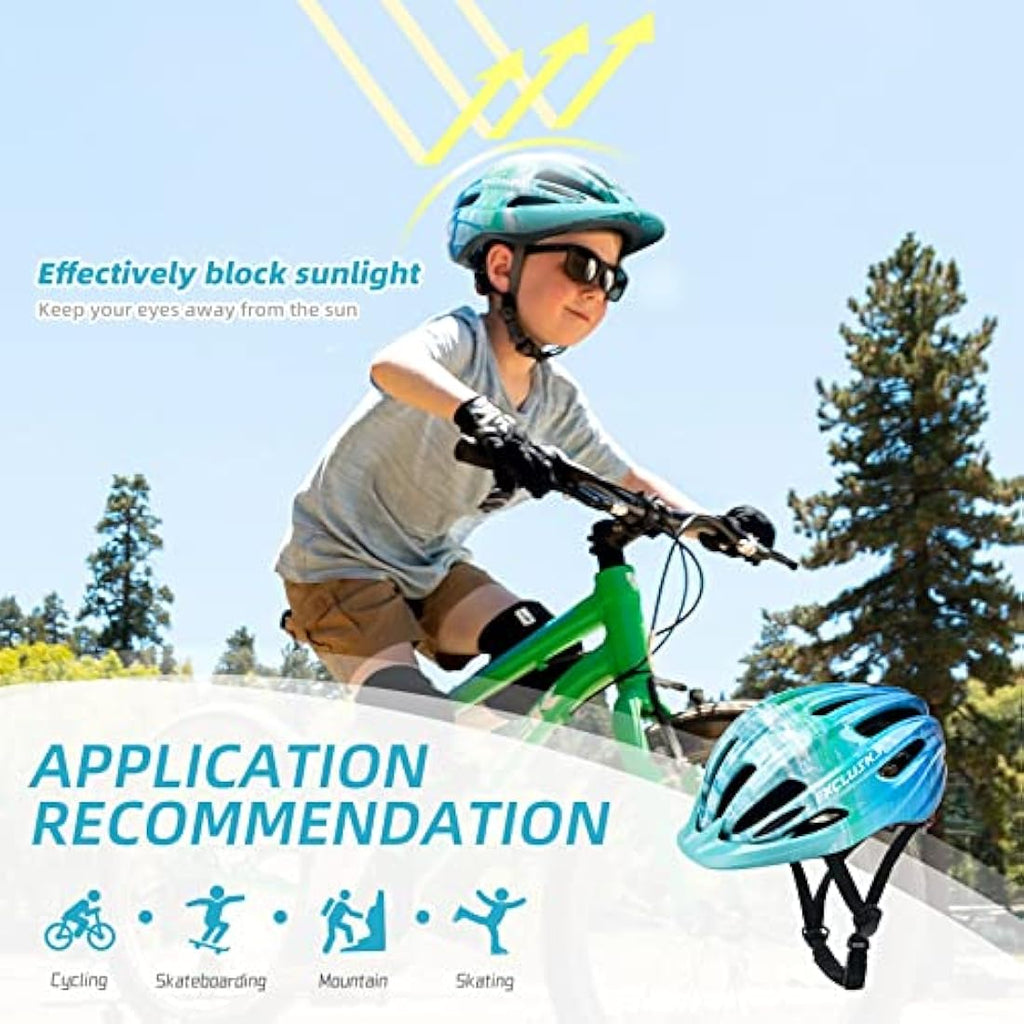 Exclusky Kids Bike Helmet with LED Light | Adjustable Size 50-57cm